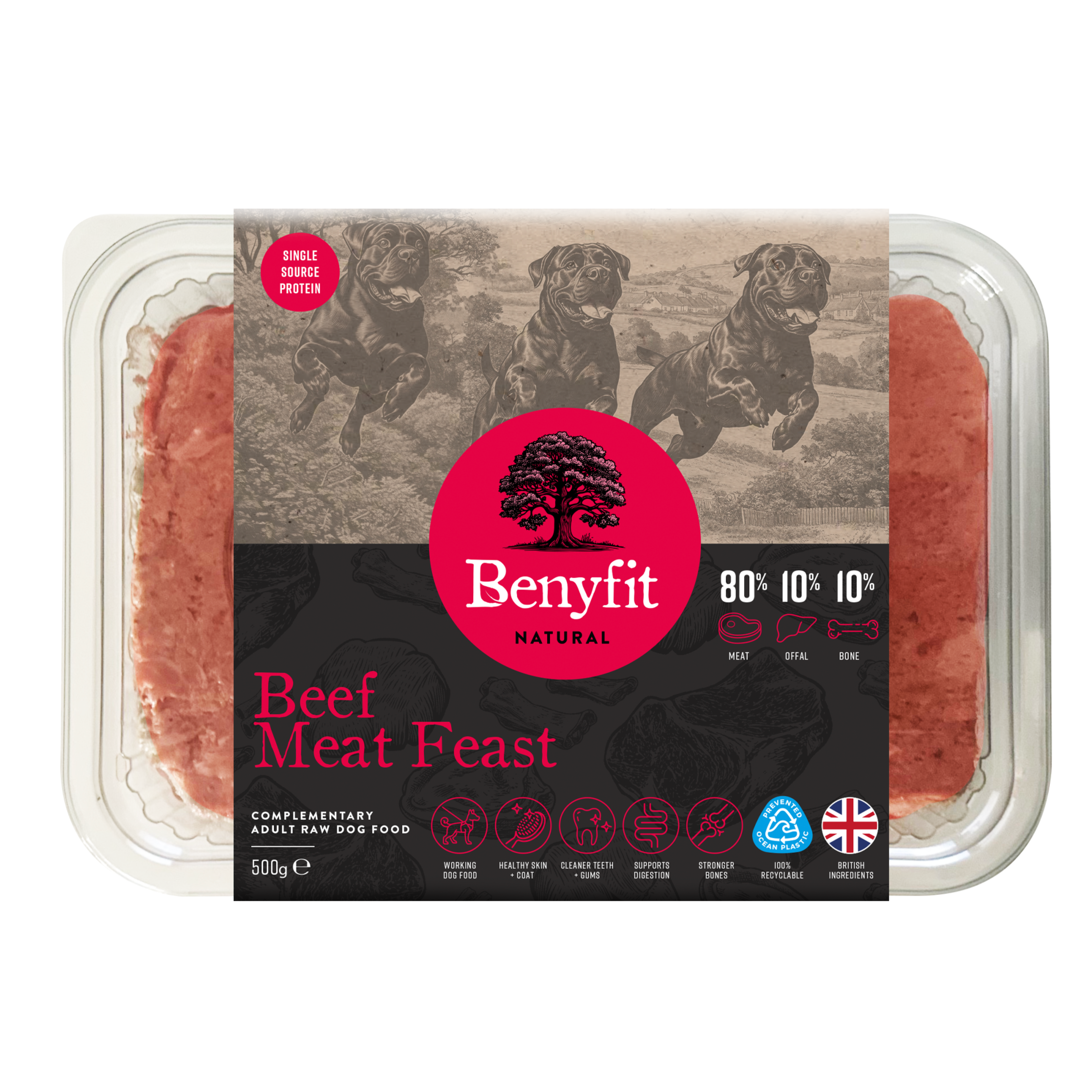 Beef Meat Feast 80-10-10 Raw Dog Food | Benyfit Natural