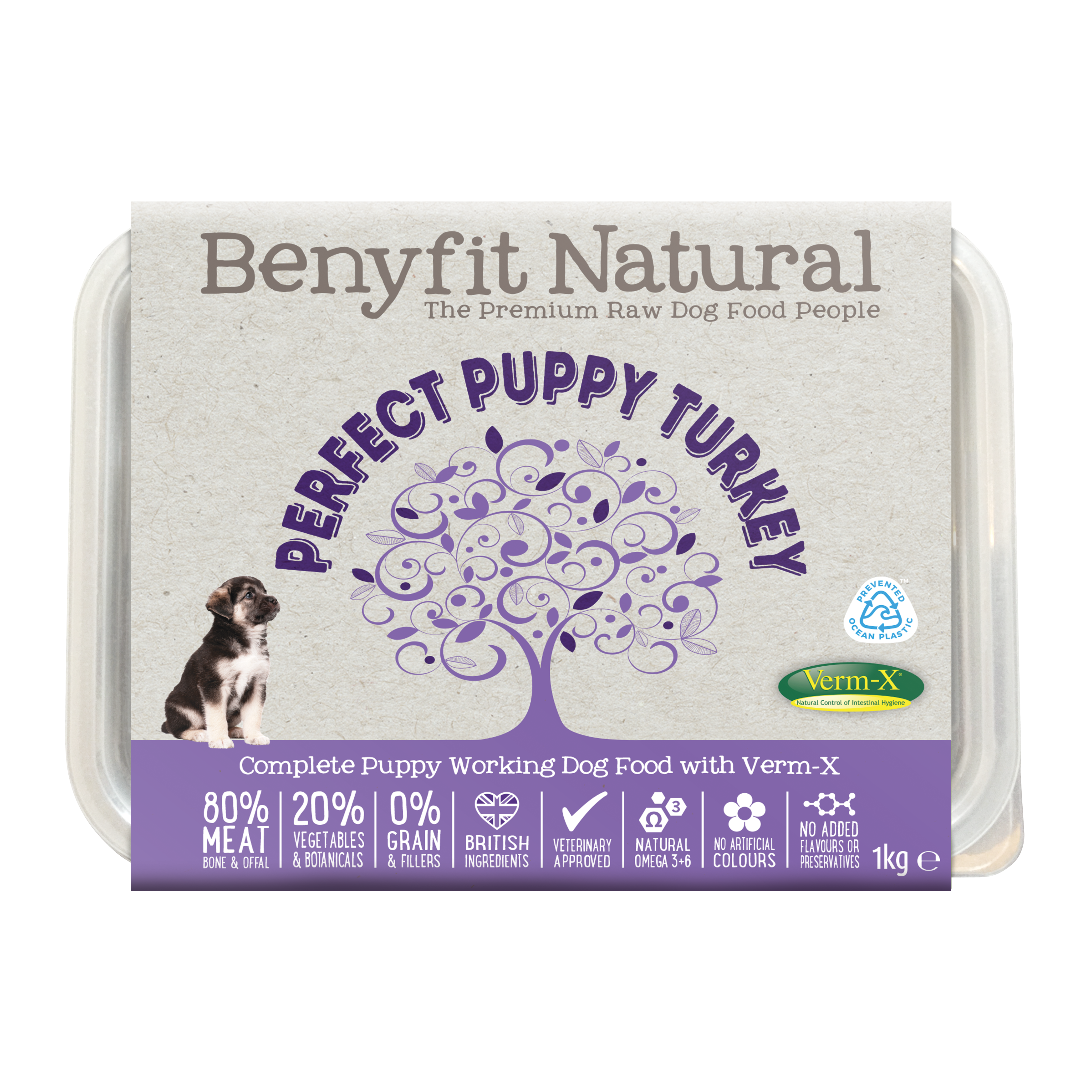 Puppy Turkey Complete Raw Dog Food with Verm X Benyfit Natural