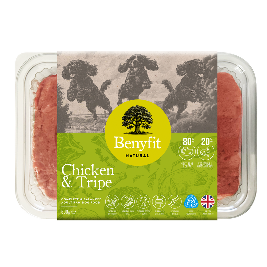 chicken & tripe complete raw dog food benyfit natural