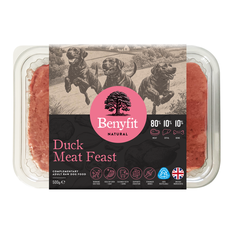 duck meat feast 801010 veg free raw dog food benyfit natural