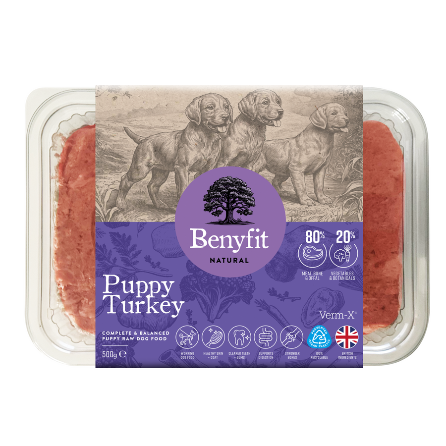 Puppy Turkey Complete Raw Dog Food with Verm-X Benyfit Natural