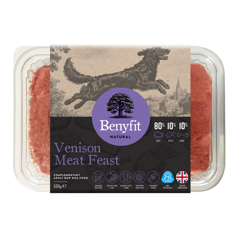 venison meat feast 801010 raw dog food benyfit natural veg free