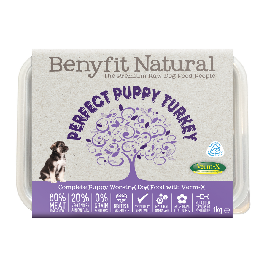 turkey puppy raw dog food, premium turkey raw dog food for puppies with added verm-x supplement